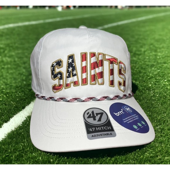 New Orleans Saints ‘47 Brand Hitch White Flag Flutter Rope Brrr Hat Cap OSFA New - Picture 8 of 11